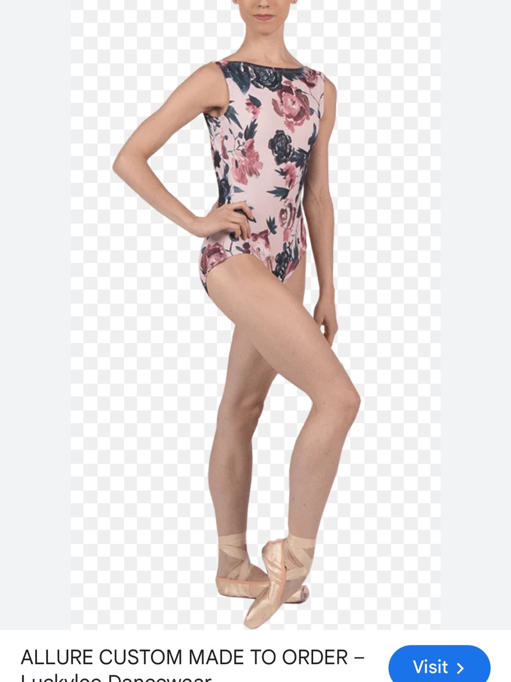Floral Pink and Black Ballet Leotard - Picture 1 of 3